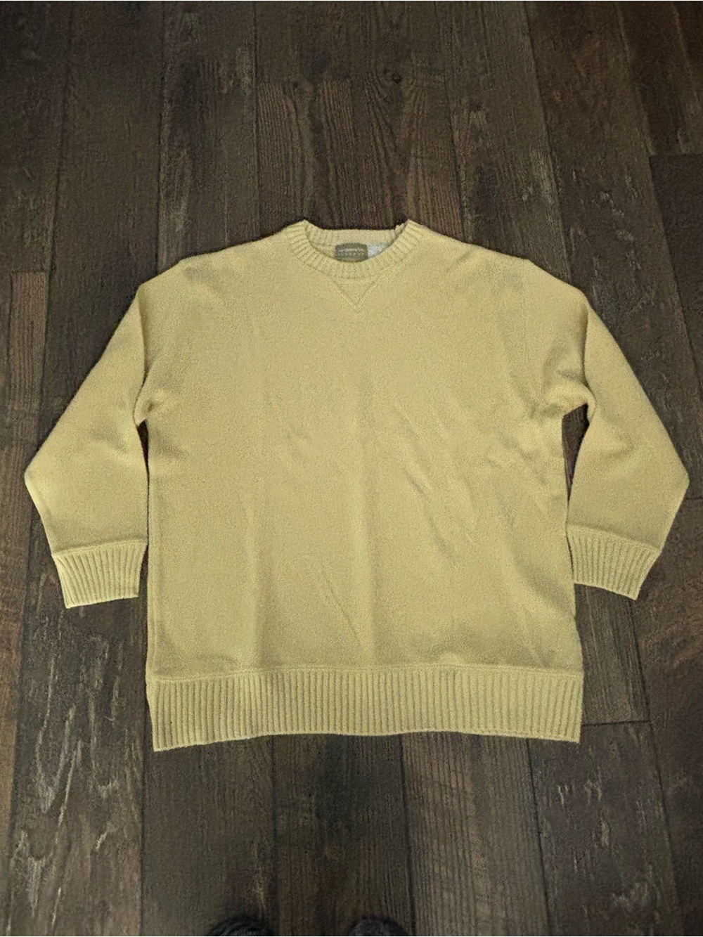 Vintage Liz Claiborne Women’s Ribbed Knit Cotton Sweater Butter Yellow Large